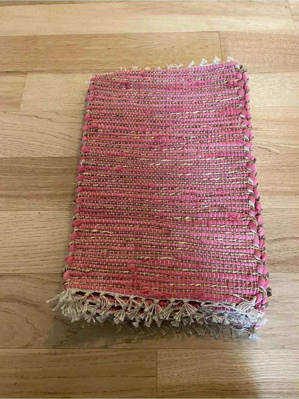 Rustic Pink & Jute Cord Rug Placemats Set of 6